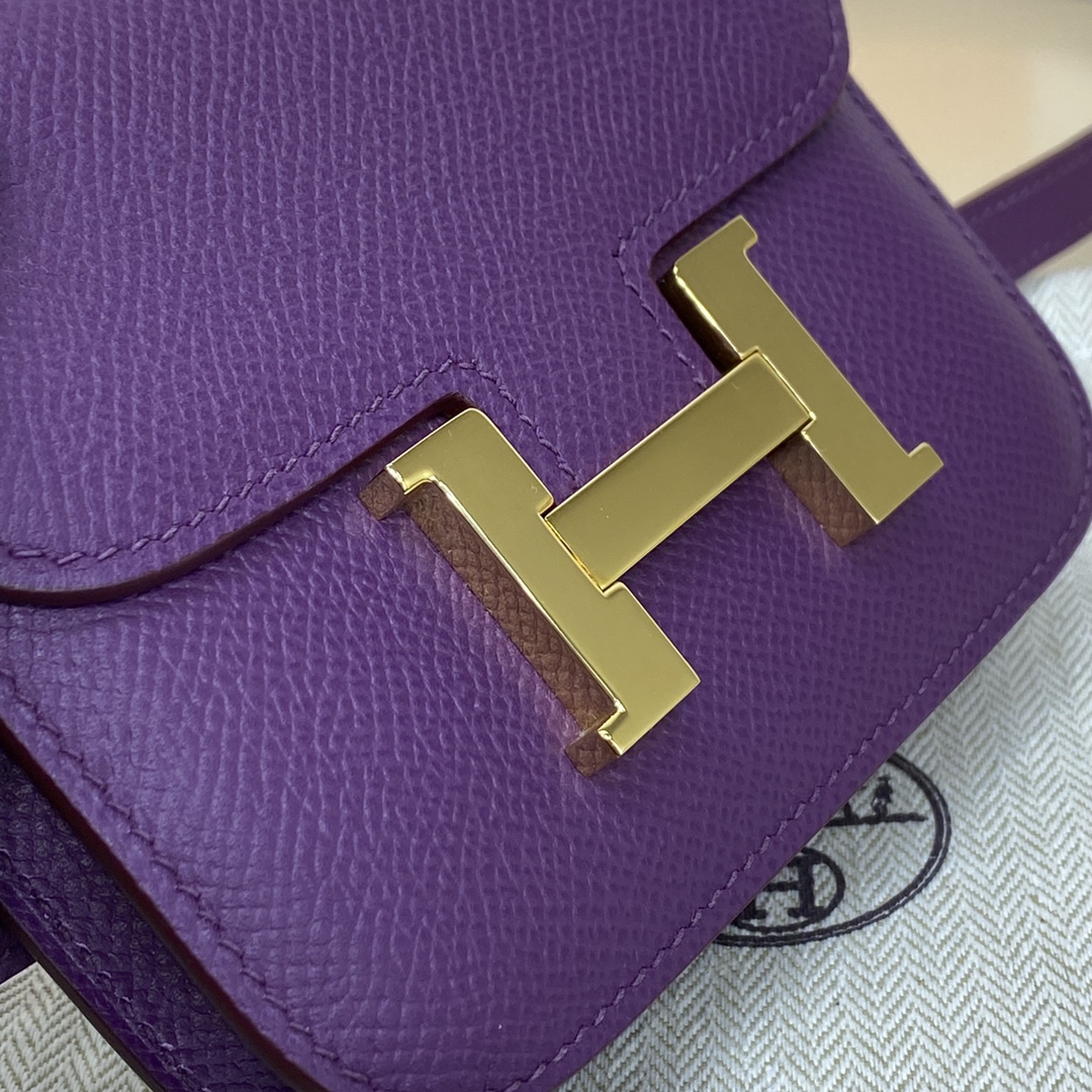 Hermes Constance Slim Wallet Belt Bag In Violet Epsom Leather